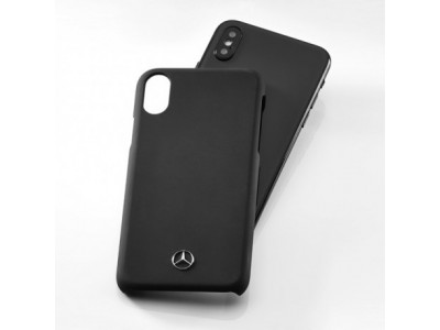 iPhone X / iPhone XS - Coque rigide noire logo Mercedes