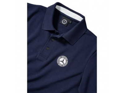 Polo Mercedes bleu avec logo vintage