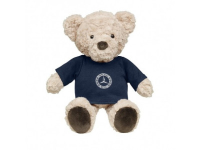 Ours en peluche beige avec t-shirt bleu marine Mercedes