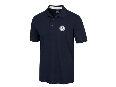 Polo Mercedes bleu avec logo vintage