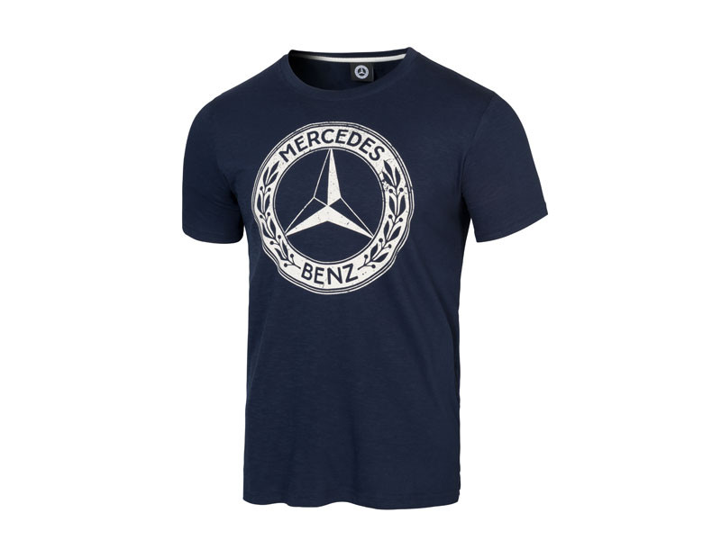 T-shirt bleu Mercedes logo vintage