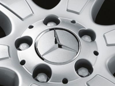 Cache-moyeu Etoile en relief ARGENT TITANE Mercedes-Benz - 1 unité