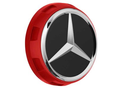 Cache-moyeu couleur rouge Mercedes 75mm