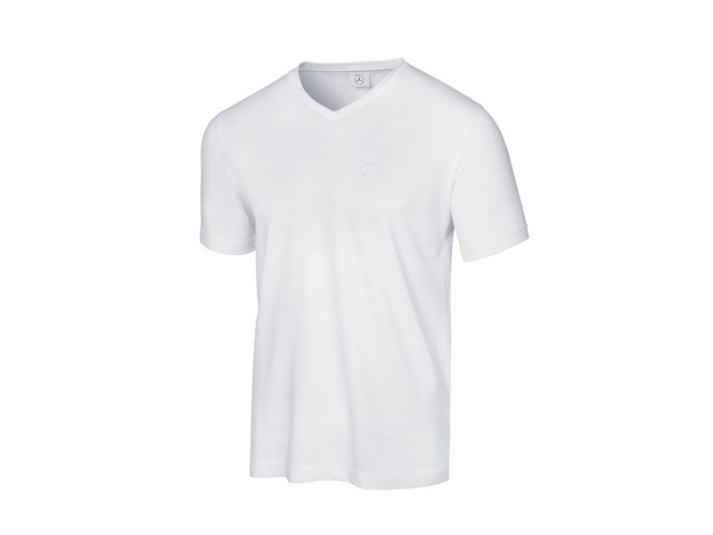 T-shirt blanc col en V Mercedes pour Homme