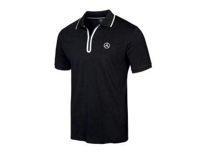 Polo noir à zip Mercedes pour Homme