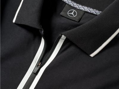 Polo noir à zip Mercedes pour Homme