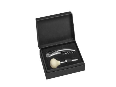 Coffret sommelier en cuir, tire-bouchon et bouchon Mercedes