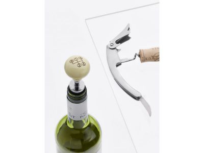 Coffret sommelier en cuir, tire-bouchon et bouchon Mercedes