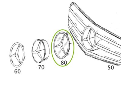 Etoile plaque de calandre Classe C / Classe E DISTRONIC PLUS Mercedes-Benz