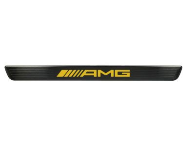 Cache pour baguette de seuil éclairée AMG - Noir logo Jaune - avant - 2 unités