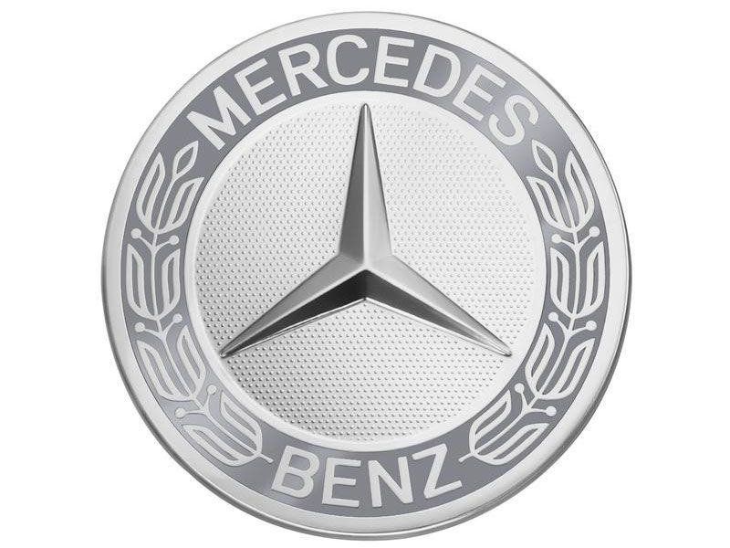 Cache moyeu couronne de lauriers, Design classique COLORIS GRIS Mercedes-Benz - 1 unité