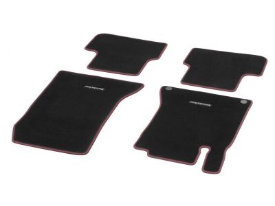 Jeu 4 Tapis velours Classe A W176 - Noir & Rouge - Mercedes-Benz