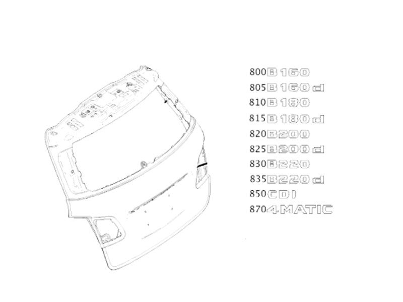 Monogramme Arrière coffre hayon Mercedes-Benz Classe B 246