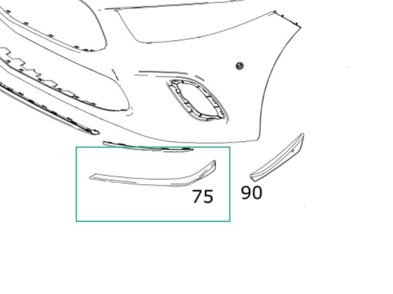 Spoiler Lateral en bas Pare-choc avant coté Droit Mercedes-Benz