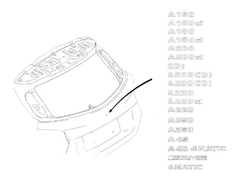 Monogramme Arrière coffre hayon Mercedes-Benz Classe A DIESEL W176