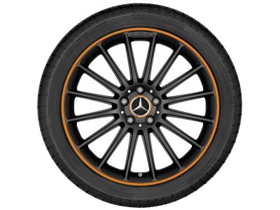 Jante AMG CLA W117 - W176  8 J x 19 ET 48 Coloris Noir mat - Rebord de jante orange  - multibranches 