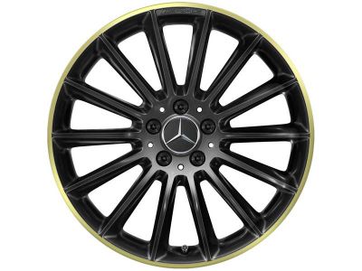 Jante AMG CLA W118 7,5 J x 19 ET 49 Coloris Noir - Rebord de jante jaune- Multi branches 