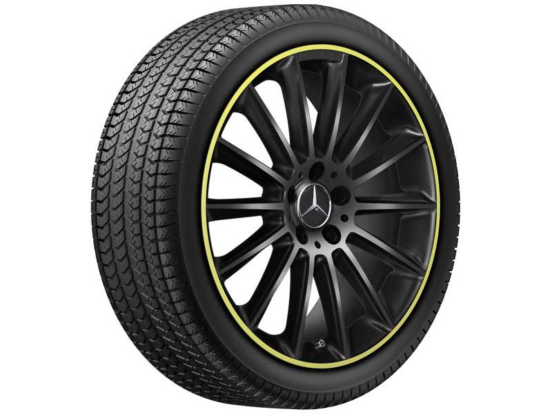 Jante AMG Classe A W118 - W177 7,5 J x 19 ET 49 Coloris Noir - Rebord de jante jaune- Multi branches 