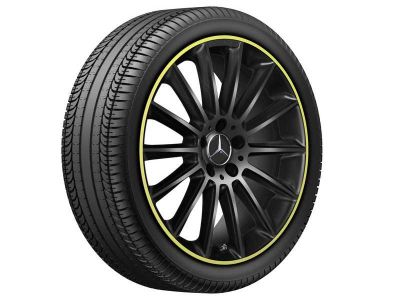 Jante AMG Classe A W118 - W177 7,5 J x 19 ET 49 Coloris Noir - Rebord de jante jaune- Multi branches 