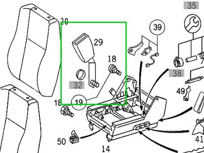 Boucle Ceinture Siège Avant Conducteur ou Passager Sprinter W904 Mercedes-Benz