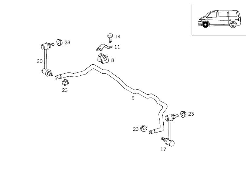 Barre Torsion Stabilisatrice AVANT avec ses Vis Classe V Mercedes-Benz