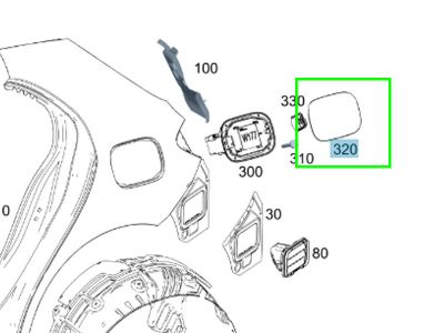 Coque trappe à carburant Classe B W246 Mercedes-Benz