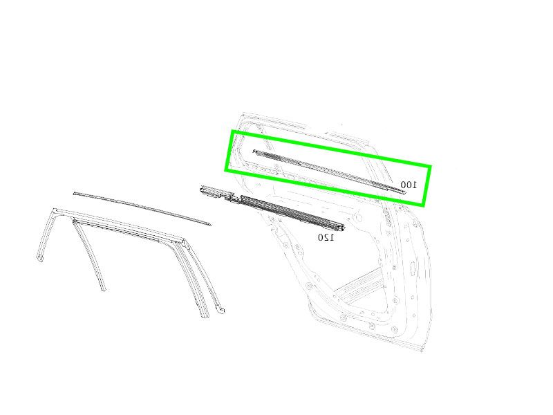 Baguette Extérieur Lèche-Vitre Porte Argent Arrière Coté CONDUCTEUR GLC W253 Mercedes-Benz