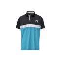 Polo de golf bleu blanc homme, Colorblock Mercedes-Benz
