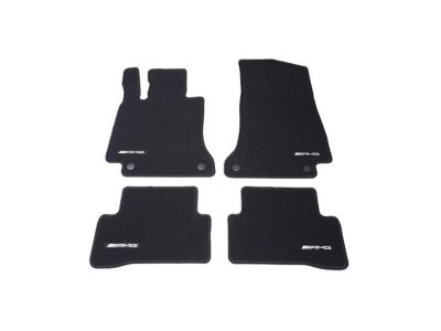 Jeu 4 Tapis en Velours AMG logo jaune Noir Classe C Cabriolet W205 Mercedes-Benz