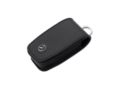 Etui noir a clés Mercedes-Benz, Cuir de vachette/ Acier inoxydable