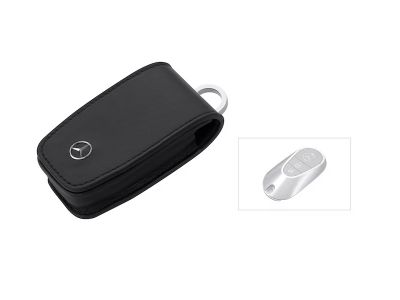 Etui noir a clés Mercedes-Benz, Cuir de vachette/ Acier inoxydable