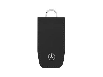 Etui noir a clés Mercedes-Benz, Cuir de vachette/ Acier inoxydable
