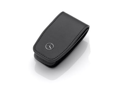 Etui noir a clés Mercedes-Benz, Cuir de vachette/ Acier inoxydable