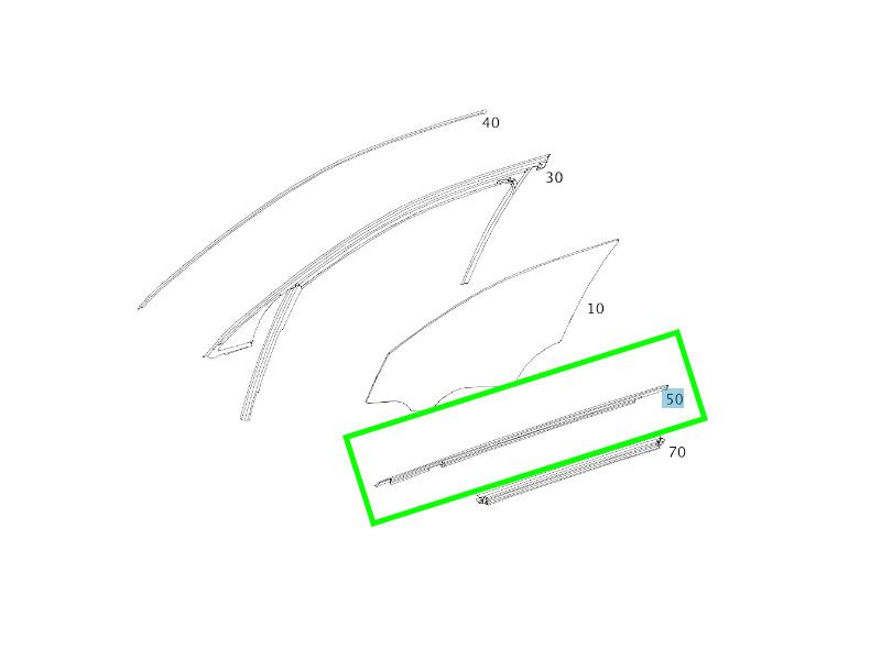 Baguette Extérieur Lèche-Vitre Porte Argent Avant Coté PASSAGER GLC W253 Mercedes-Benz Baguette Extérieur Lèche-Vitre Porte Argent Avant Coté PASSAGER GLC W253 Mercedes-Benz
