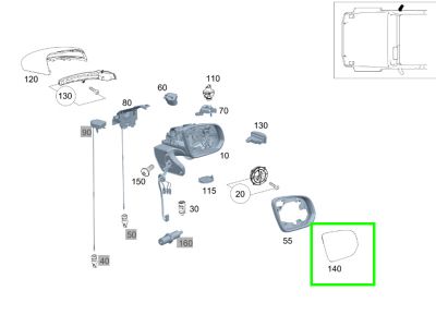 Miroir Rétroviseur Extérieur Droit Passager GLE W167 Mercedes-Benz