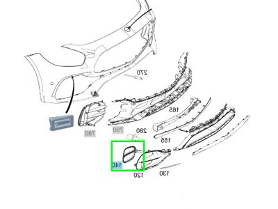 Cache Pare-Chocs Avant Calandre Droit Mercedes-AMG GT W190 Cache Pare-Chocs Avant Calandre Droit Mercedes-AMG GT W190