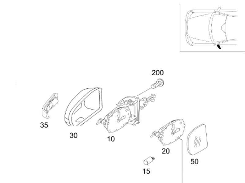 Kit Complet Rétroviseur Gauche Conducteur Classe ML W164 Kit Complet Rétroviseur Gauche Conducteur Classe ML W164