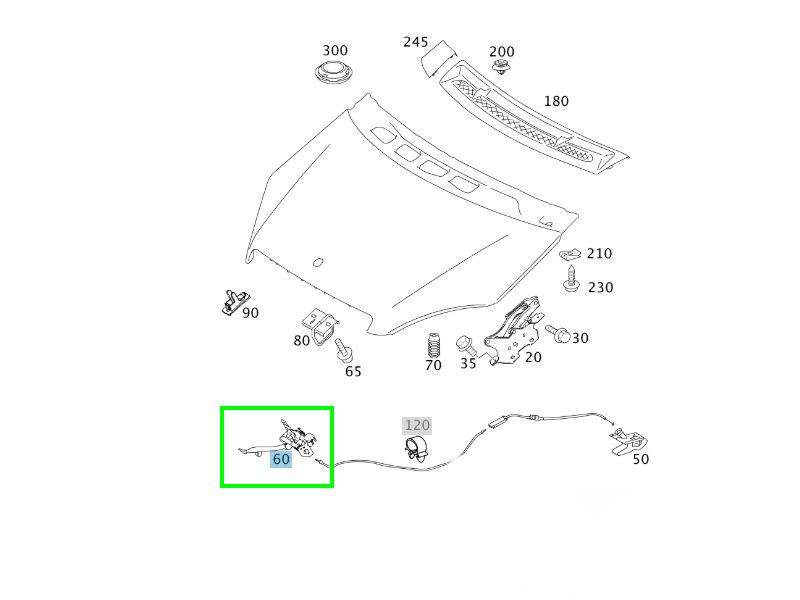 Poignée Déverrouillage Capot Moteur Classe A W169