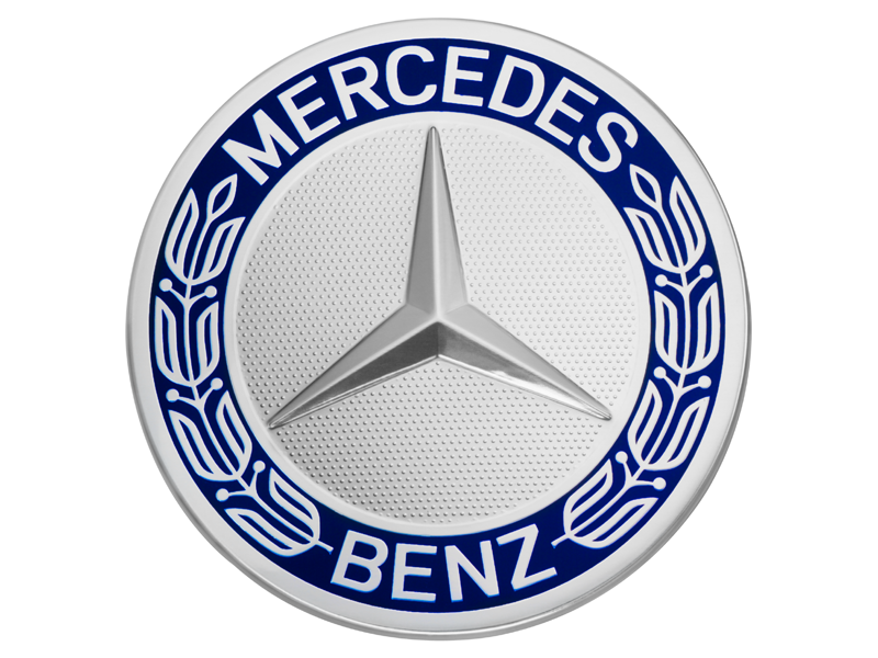 Cache moyeu couronne de lauriers, Design classique COLORIS BLEU Mercedes-Benz - 1 unité