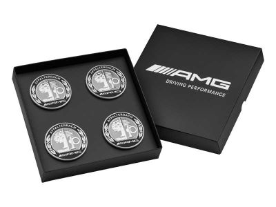 Lot de 4 Cache-moyeu blason AMG Mercedes-Benz boîte noir