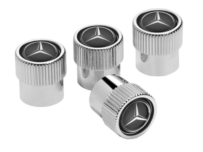 Capuchons de valve chrome logo étoile Mercedes - jeu de 4 unités