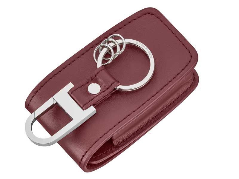 Etui à clés rouge Mercedes-Benz, Cuir de vachette/ Acier inoxydable