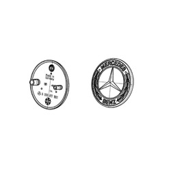 Insigne Étoile Emblème de capot - Noir - sigle Mercedes