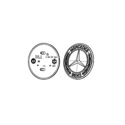 Insigne Étoile Emblème de capot - Noir - Classe A W177 Mercedes-Benz