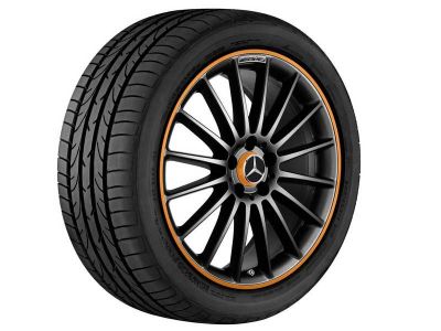 Jante AMG CLA W117 - 8 J x 19 pouces ET 48 - Coloris Noir mat - Rebord de jante orange 