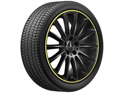 Jante AMG CLA W118 - 7,5 J x 19 pouces ET 49 - Coloris Noir - Rebord de jante jaune