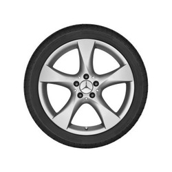 Jante Mercedes 19 pouces CLS W218 9.5J X 19 H2 ET 48 - essieu arrière - 5 branches argent titane