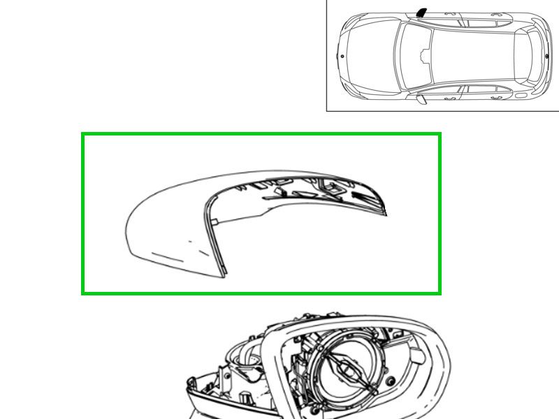 Coque rétroviseur extérieur Droit passager Noir Nuit 9696 Classe A W177