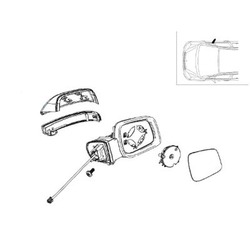 Kit Complet Rétroviseur Droit Passager 9191 Noir Cosmos Classe A W169 Mercedes-Benz