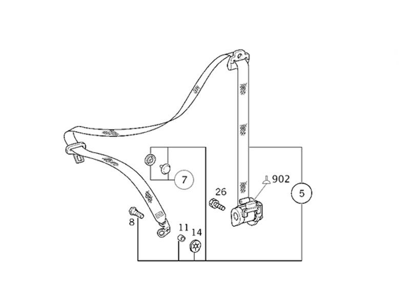 Ceinture de Sécurité Siège Avant Passager Droit Classe B W245 Mercedes-Benz